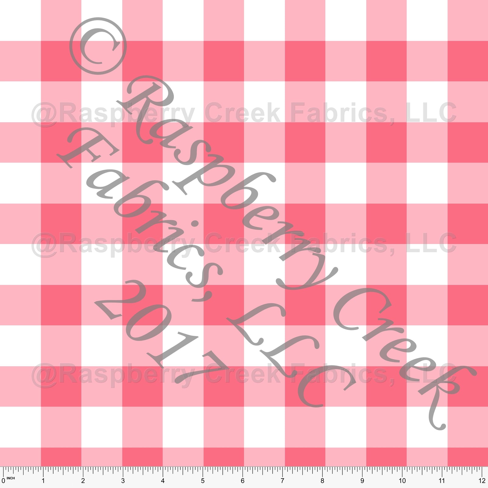 Salmon and White Buffalo Check Gingham Print, Cotton Basics for Club Fabrics Fabric, Raspberry Creek Fabrics, watermarked