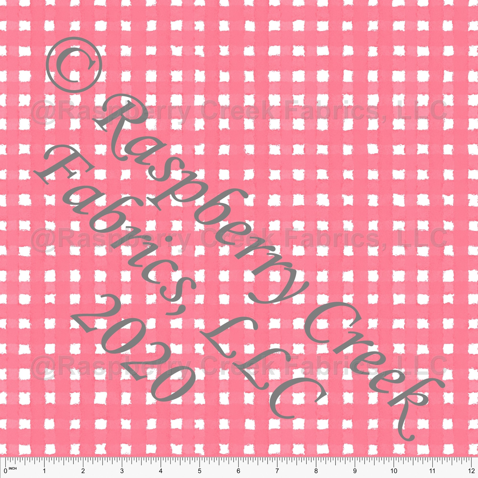 Salmon and White Painted Check Gingham, By Bri Powell for Club Fabrics Fabric, Raspberry Creek Fabrics, watermarked
