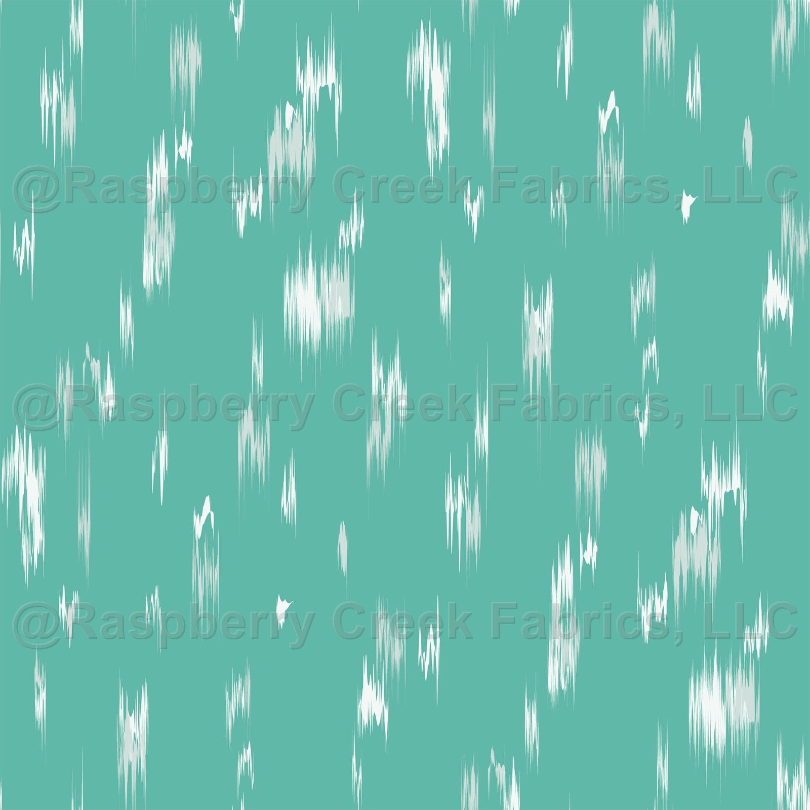Seafoam Green and White Abstract Brush Stroke Print Fabric