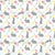 Pink Yellow Salmon Light Blue and Grey Bunny Sillhouette Diagonal Plaid Print Fabric Image