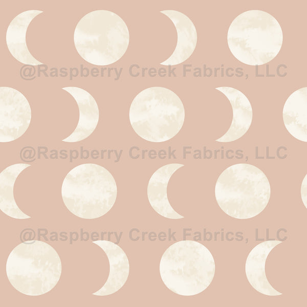 Minimal Moon Phases Pattern Blush Pink and White - Raspberry Creek Fabrics