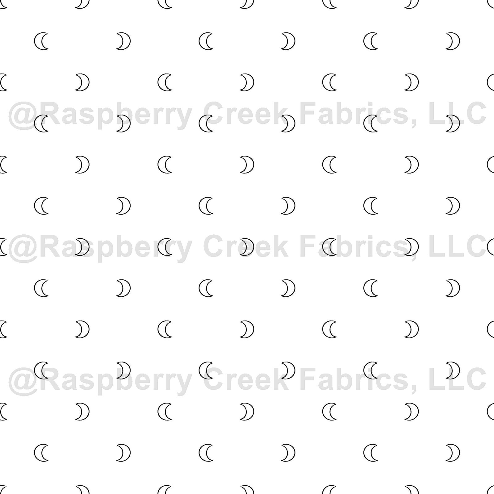 Black and White Simple Moon Print Fabric, Watercolor Halloween By Kim Henrie Fabric, Raspberry Creek Fabrics, watermarked