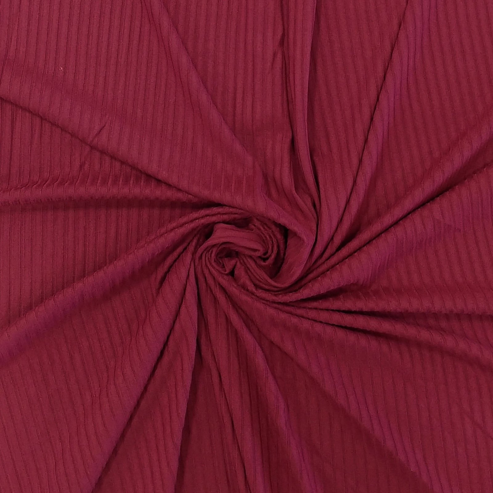 Solid Burgundy Poly Spandex 4 Way Stretch 8x3 Rib Knit Fabric, Raspberry Creek Fabrics, watermarked, restored