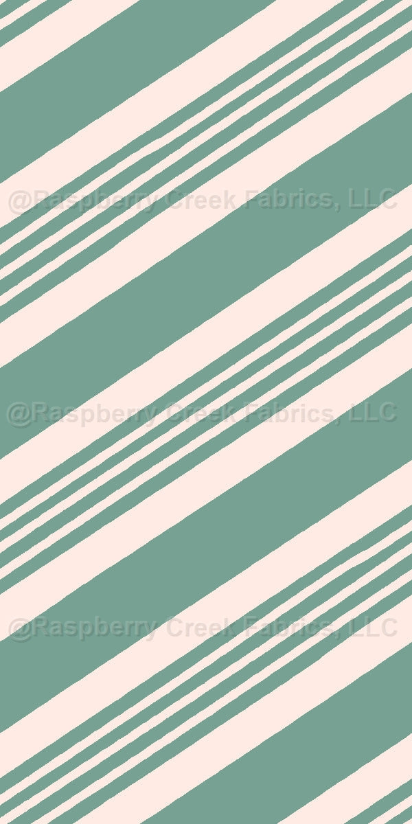 Sugar Plum Candy Cane Stripe Mint Fabric, Raspberry Creek Fabrics, watermarked