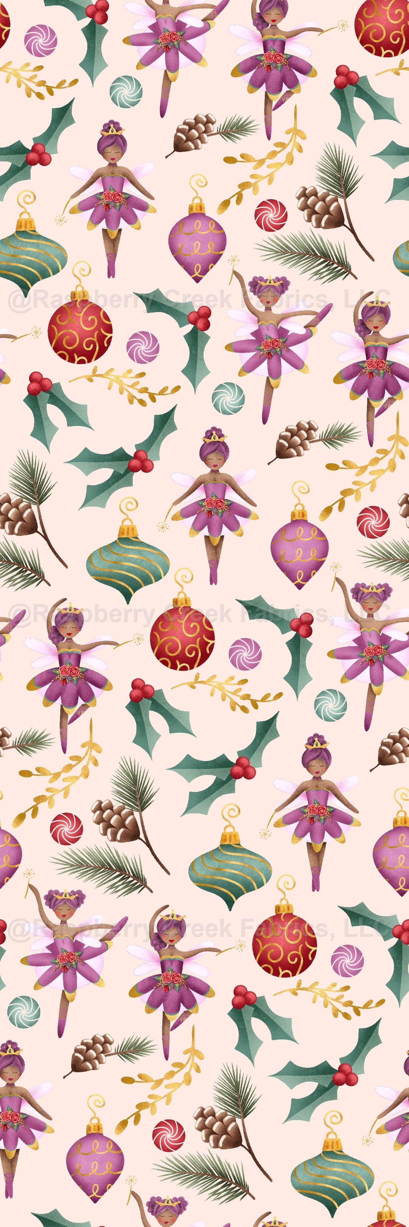 Sugar Plum Fairies Cream- Dark Skin Fabric, Raspberry Creek Fabrics, watermarked