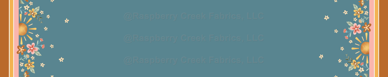 Mr Golden Sun Border- Sunshine Teal Fabric, Raspberry Creek Fabrics, watermarked