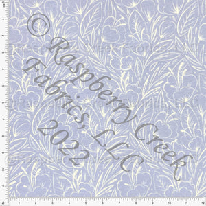 Lilac and White Line Drawn Floral Tri-Blend Jersey Knit Fabric, Sweet Tropical by Janelle Coury for CLUB Fabrics Fabric, Raspberry Creek Fabrics, watermarked