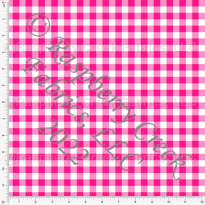 Fuchsia Pink and White Check Gingham, Club Fabrics Fabric, Raspberry Creek Fabrics, watermarked