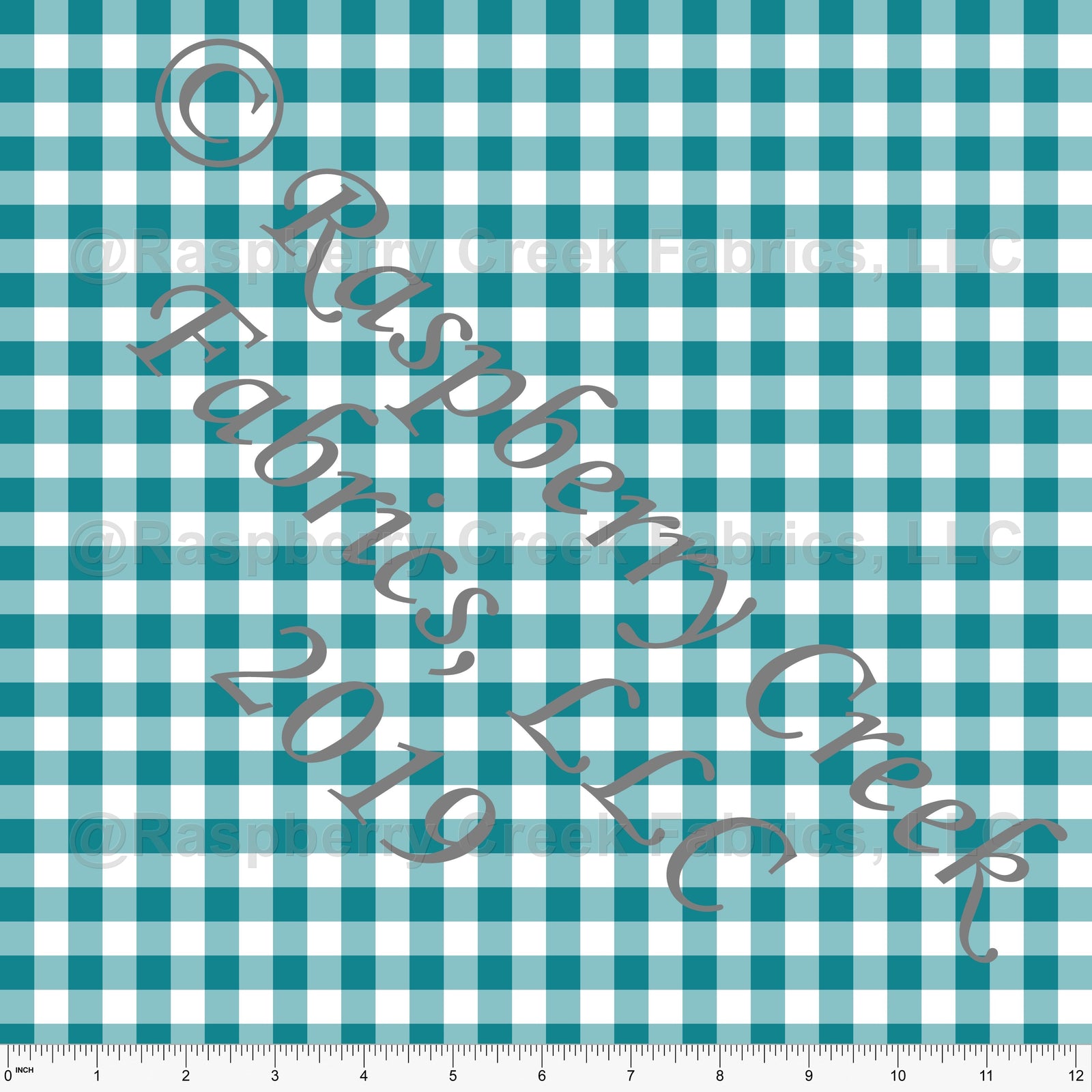 Teal and White Check Gingham, Club Fabrics Fabric, Raspberry Creek Fabrics, watermarked