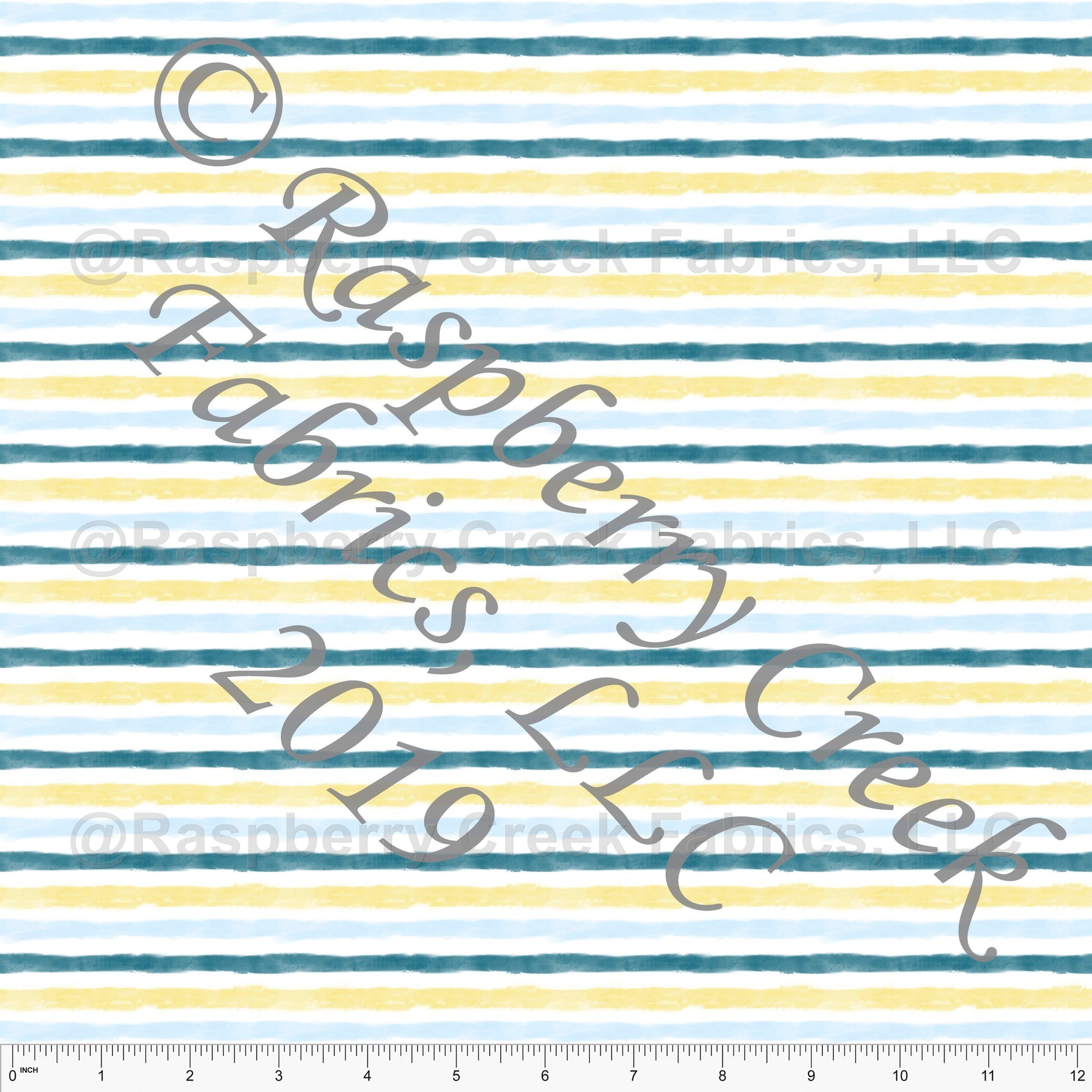 Light Blue Teal and Yellow Multi Watercolor Stripe, Club Fabrics Fabric, Raspberry Creek Fabrics, watermarked