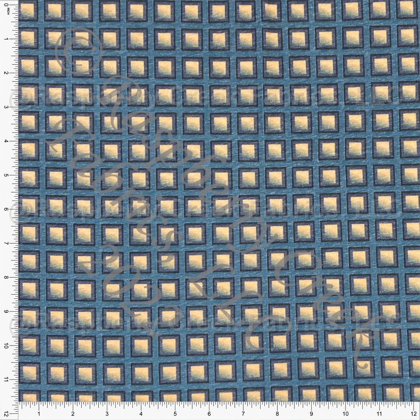 Teal Yellow and Black Geometric Ombre Check Tri-Blend Jersey Knit Fabric, By Elise Peterson for CLUB Fabrics