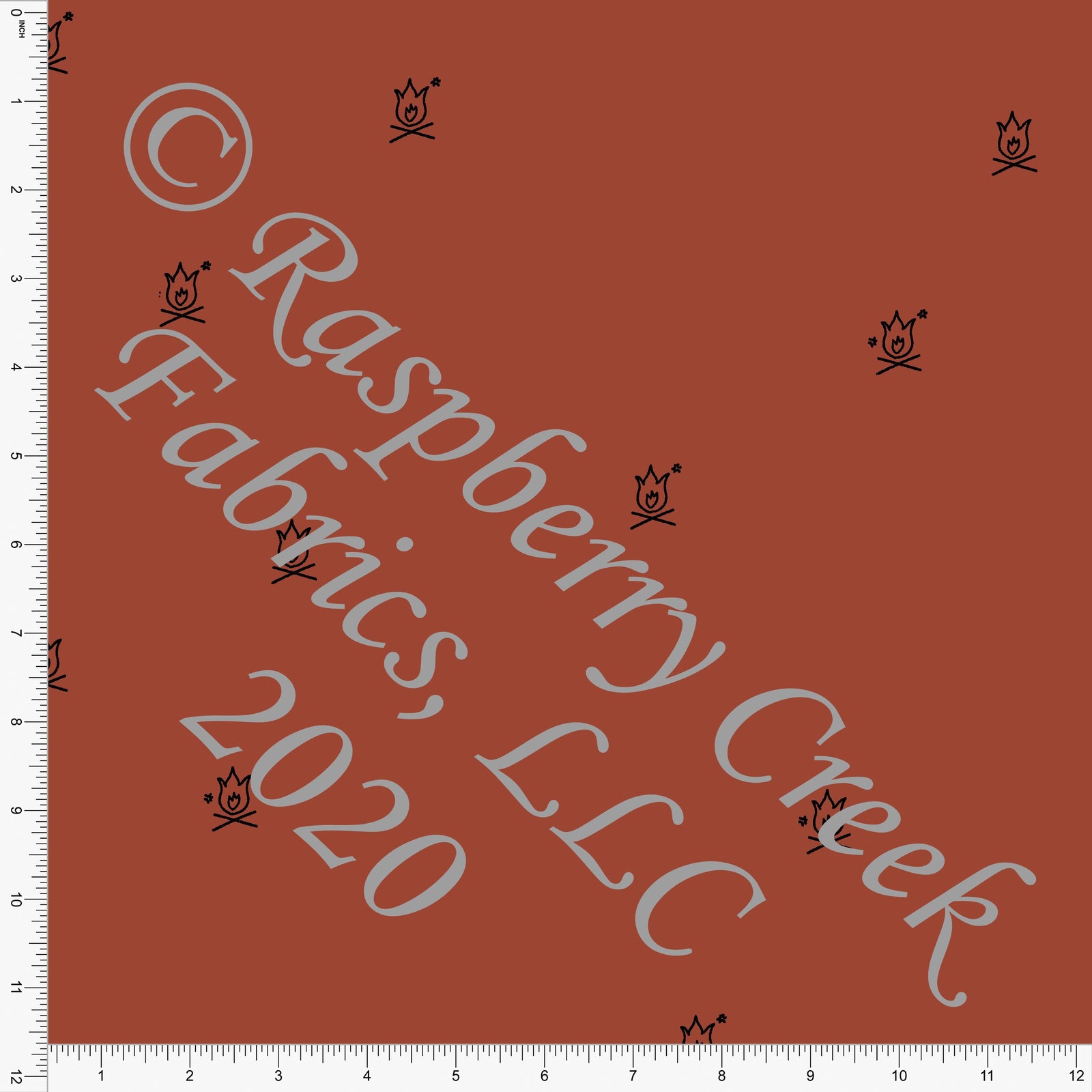 Terracotta Red Orange Minimal Camp Fire Heathered FLEECE Sweatshirt Knit Fabric, By Bri Powell for CLUB Fabrics Fabric, Raspberry Creek Fabrics, watermarked