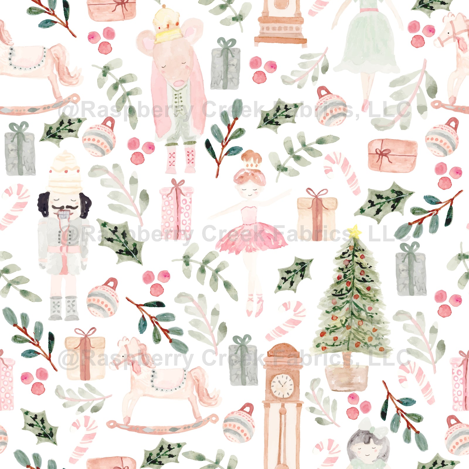 The Nutcracker Christmas Collection | White Fabric, Raspberry Creek Fabrics, watermarked