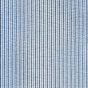 Light Blue and Navy Blue Pin Stripe Seersucker, Robert Kaufman Seersucker Collection Fabric, Raspberry Creek Fabrics
