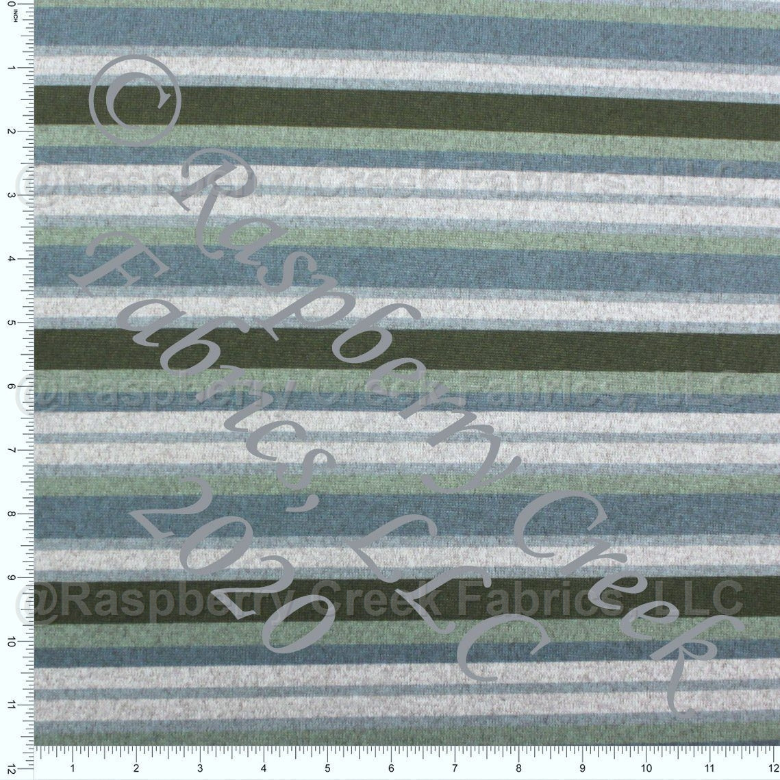 Sage Olive Dusty Blue and Heathered Grey Multi Stripe Brushed Heathered Hacci Sweater Knit Fabric, CLUB Fabrics Fabric, Raspberry Creek Fabrics, watermarked