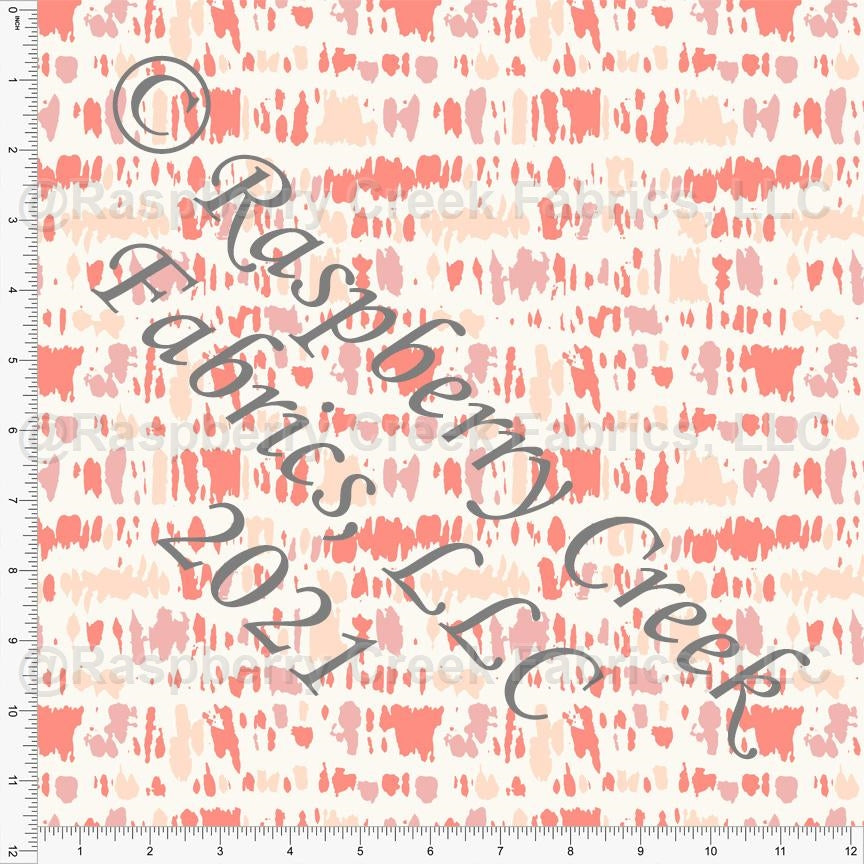 Tonal Coral and Cream Abstract Shape Print Rayon Challis, By Kimberly Henrie for CLUB Fabrics