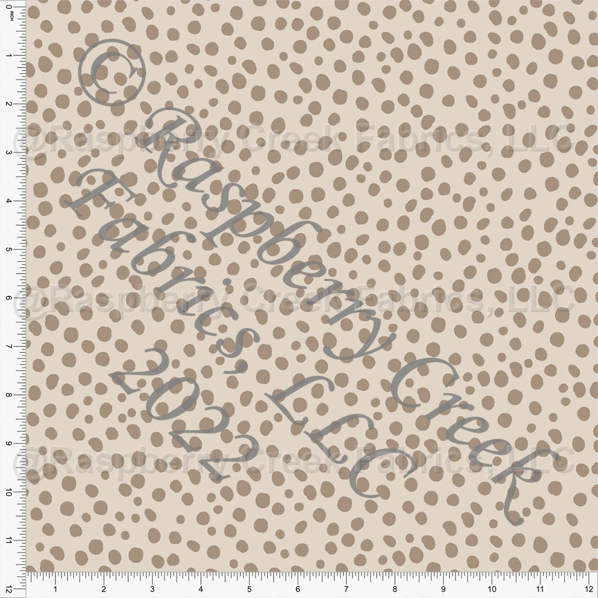 Tonal Taupe and Brown Random Polka Dot Print Rayon Challis, By Bri Powell For CLUB Fabrics