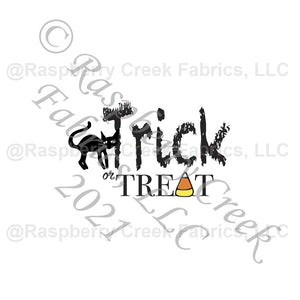 Black Yellow and Orange Black Cat Trick or Treat Panel, Spooks and Spells by Elise Peterson for Club Fabrics Fabric, Raspberry Creek Fabrics, watermarked