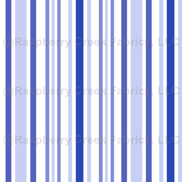 Vertical Cottage Stripes Shades of Iris Blue / Cottage Garden ...