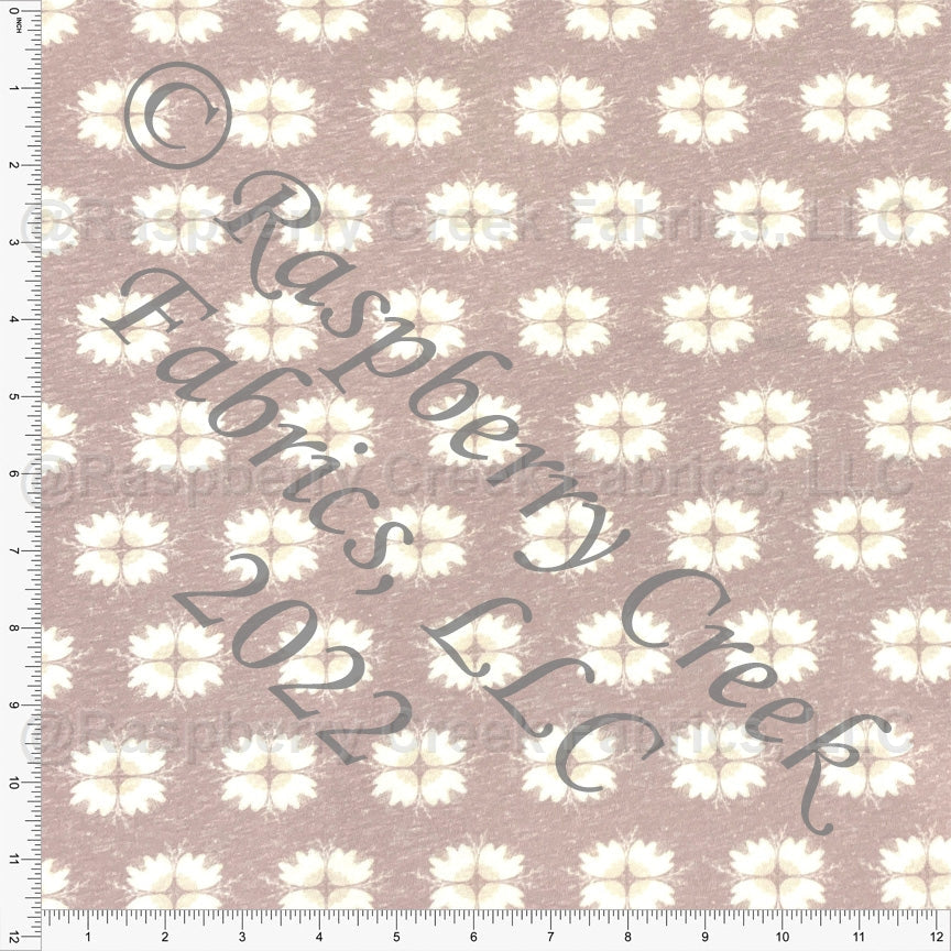 Mauve and Cream Geometric Bouquet Tri-Blend Jersey Knit Fabric, Wander by Kelsey Shaw for CLUB Fabrics
