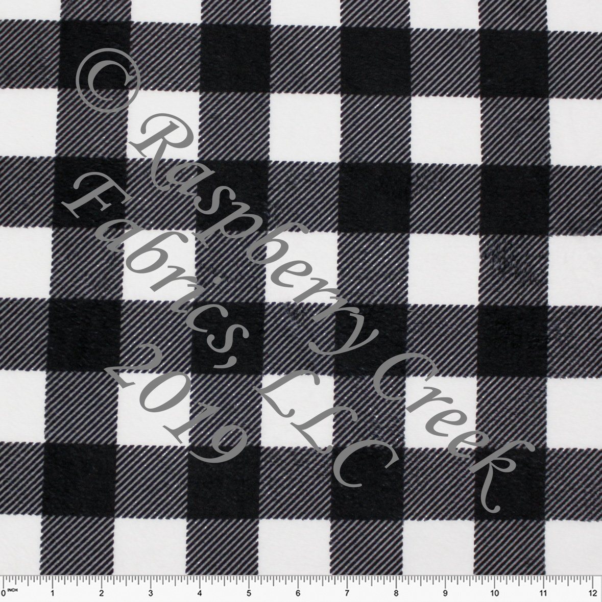 Black and White Buffalo Plaid Minky Cuddle Fabric, CLUB Fabrics Fabric, Raspberry Creek Fabrics