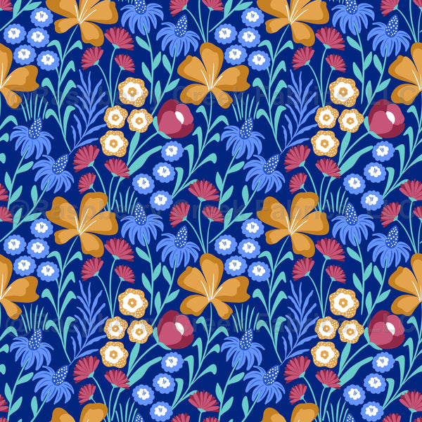 Wildflower Meadow Blue Raspberry Creek Fabrics