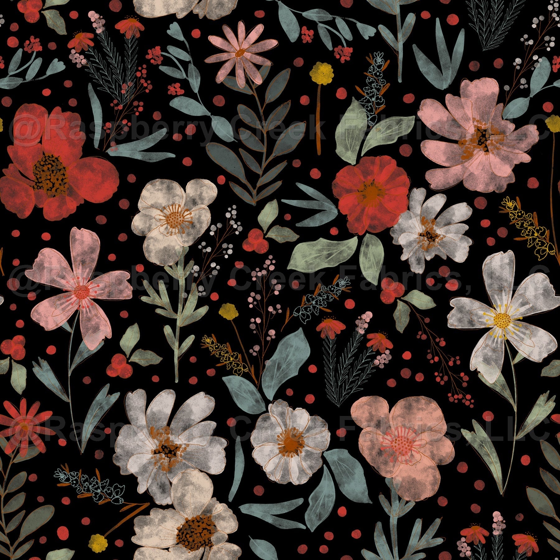 Dark Floral // Winter Floral // Fabric