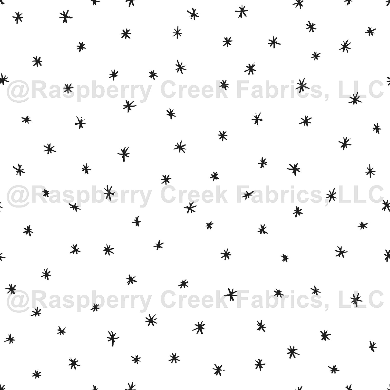 Black and White Twinkle Minimal Star Print Fabric, Winterland Dream by Kelsey Shaw