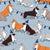 Origami Christmas Collie friends // pastel blue background white orange & brown paper and cardboard dogs classic blue pantone color ornaments Image