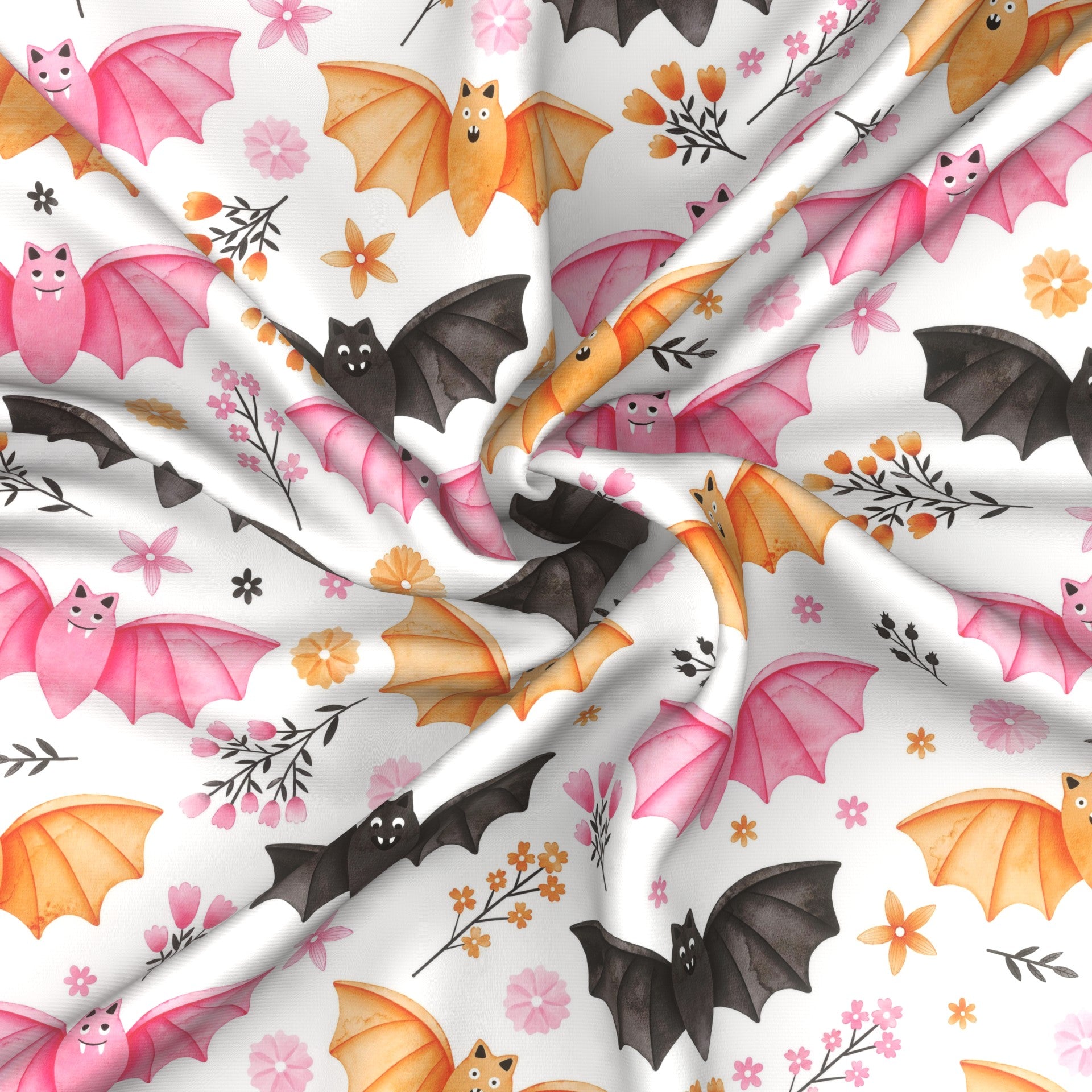 Elegant Art Deco bats and flowers - Fabric