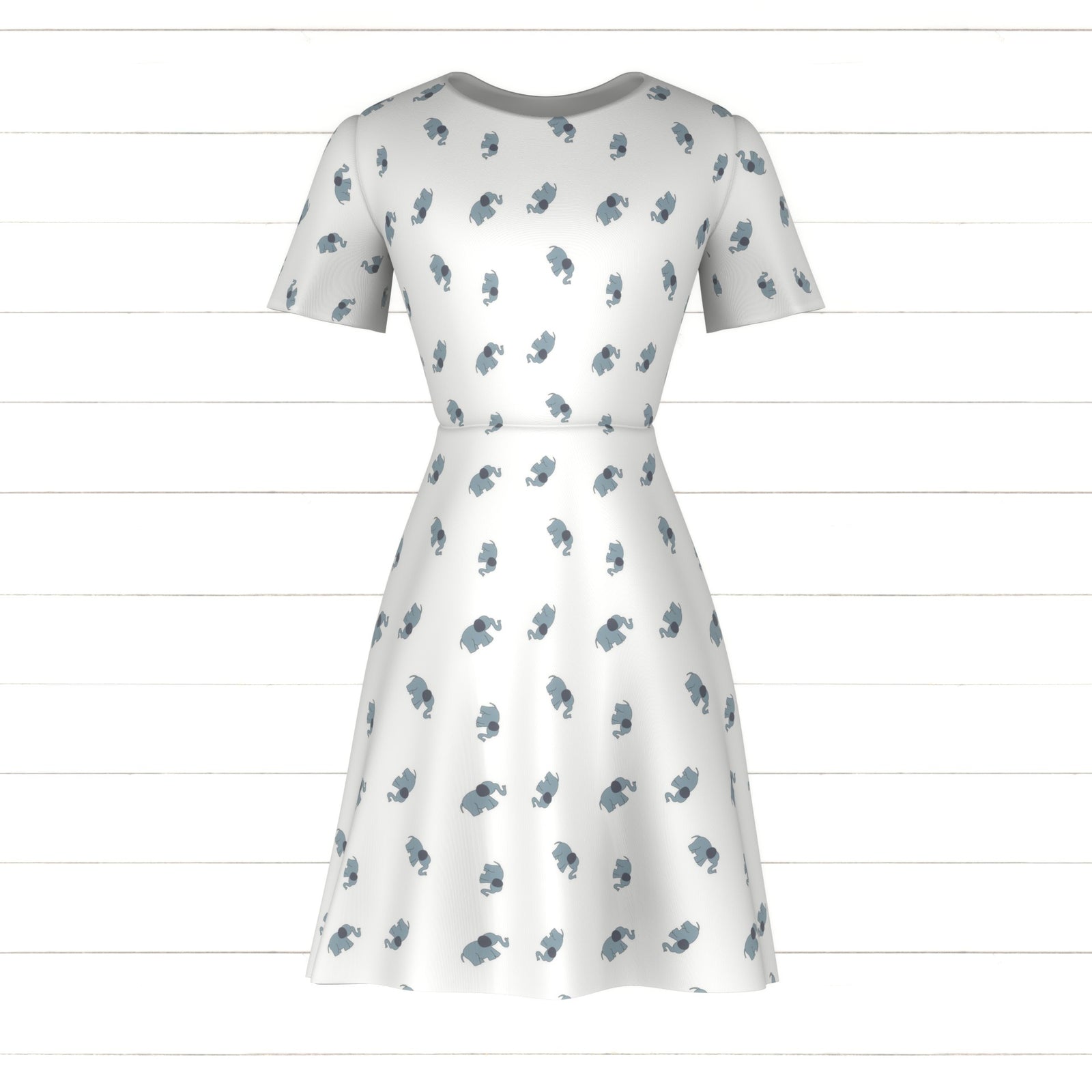 Elephant Parade collection, baby elephants, elephant print, blue, white and gray, nursery print gender neutral