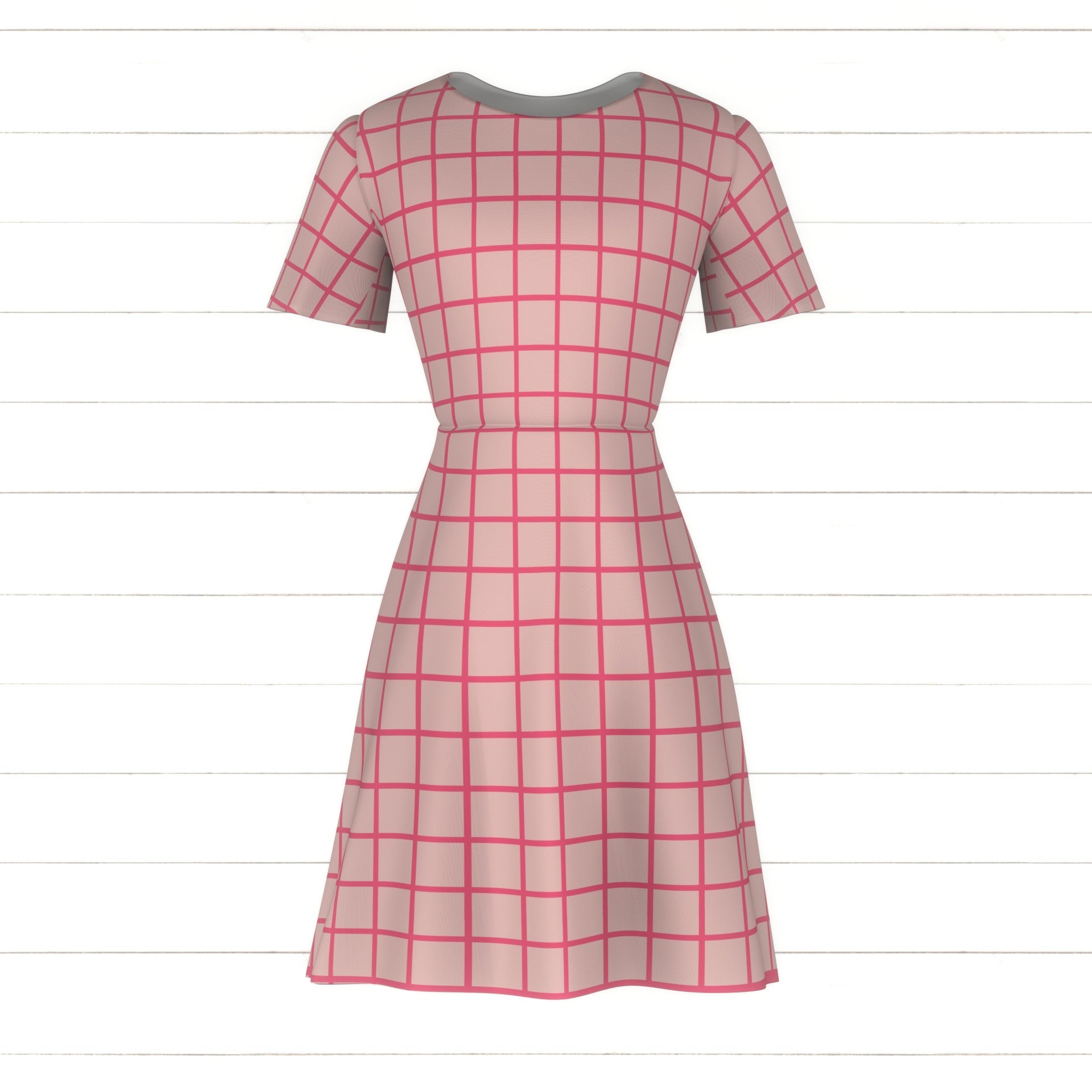 pink grid dress Wynne Sweetheart Pink Grid-Pattern Short Homecoming Dress with Feathers