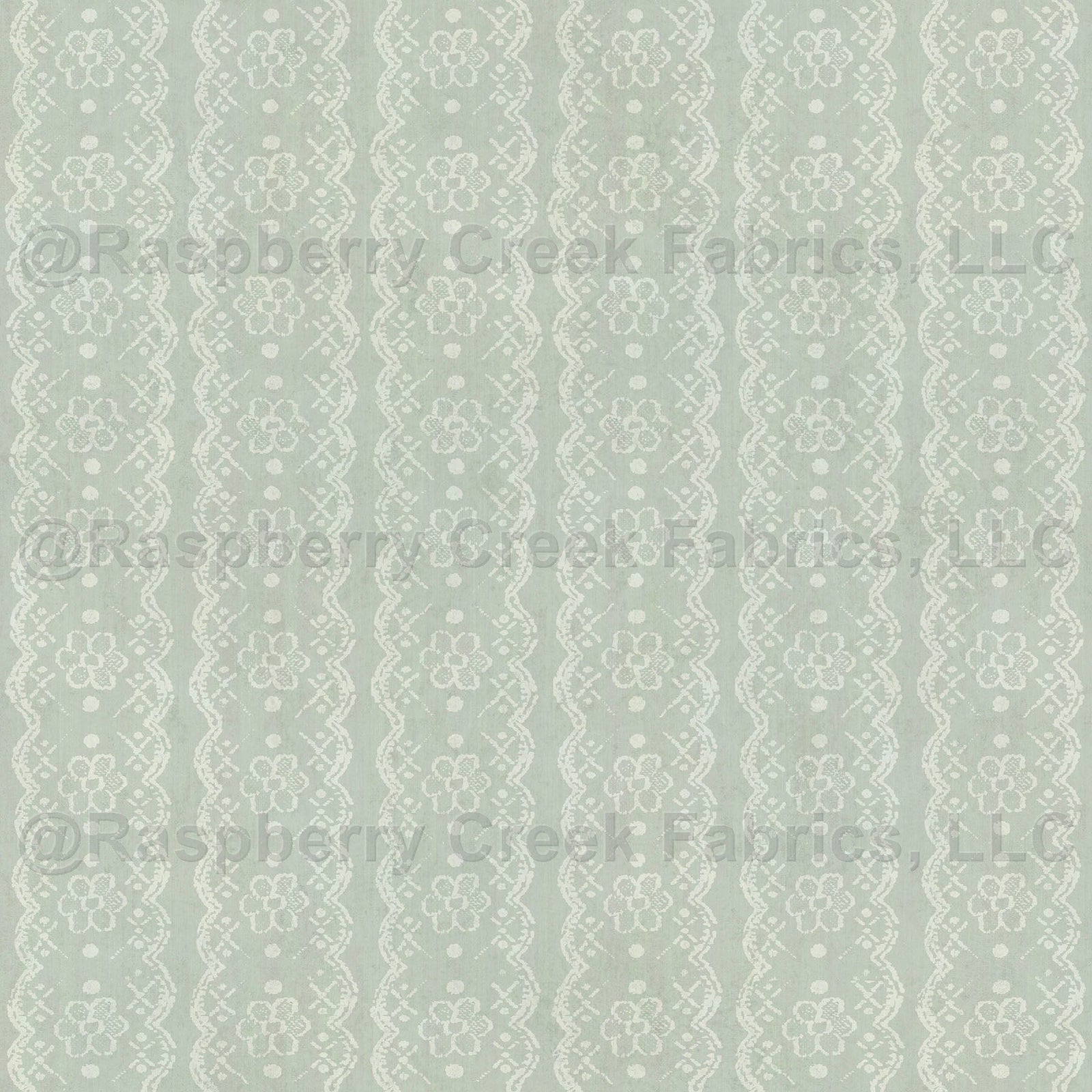 Vintage lace - Bone White, Off-white, Pale Sage, Pale Green, Eau-de-nil, Fabric, Raspberry Creek Fabrics, watermarked