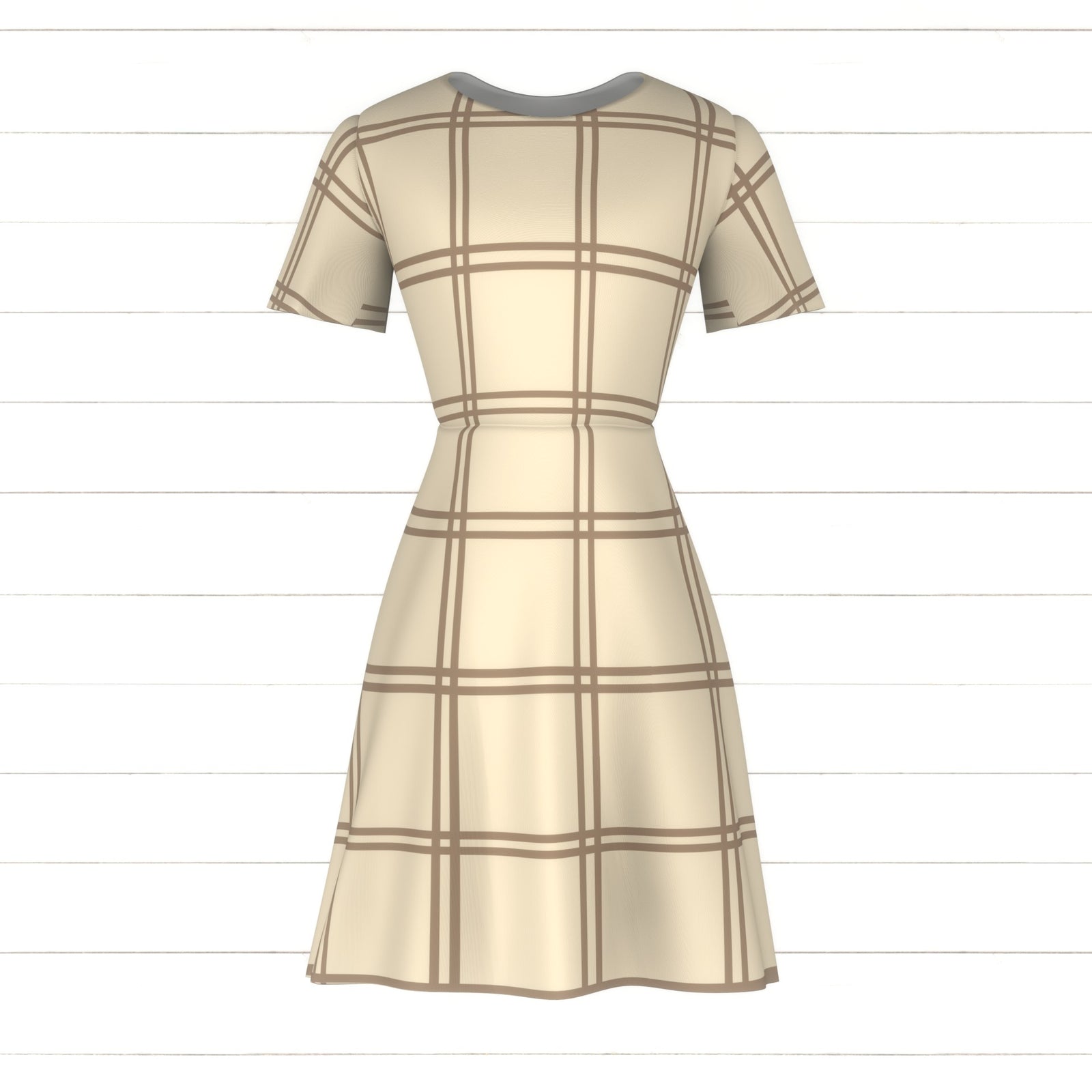 Double window pane plaid - beige on cream