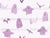 Watercolor Halloween Ghosts and Bats Purple on Lavender Large Image