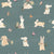 Vintage Bunnies in Teal - Vintage Embrace Collection - Watercolor Bunnies Wallpaper Image