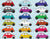 Beetle bug cars variety on blue cars approx. 3 inches Image