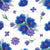 Belissima Prima-Blue Poppies and Purple Hydrangeas Floral Coordinate on White Image