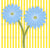Blue petal flower on yellow and white stripes 4.5 inch flower height Image
