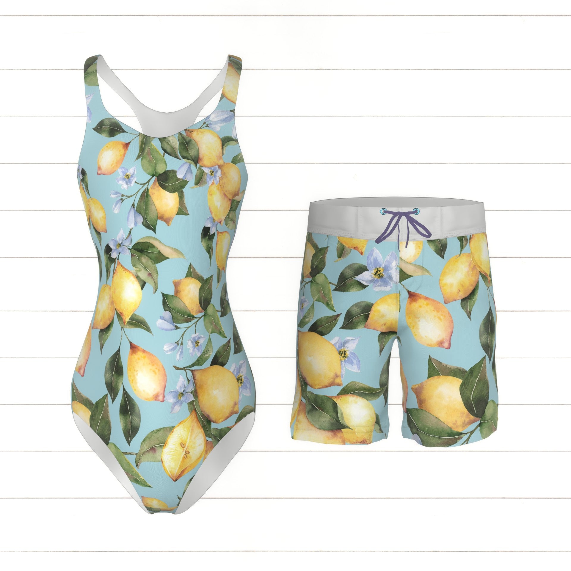 Lemons on blue Fabric, Raspberry Creek Fabrics