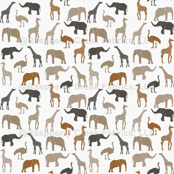African Animals Scatter Pattern - Raspberry Creek Fabrics