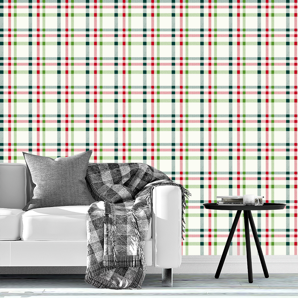 Holiday Tweed check plaid- red green by denesannadesign Wallpaper, Raspberry Creek Fabrics, watermarked