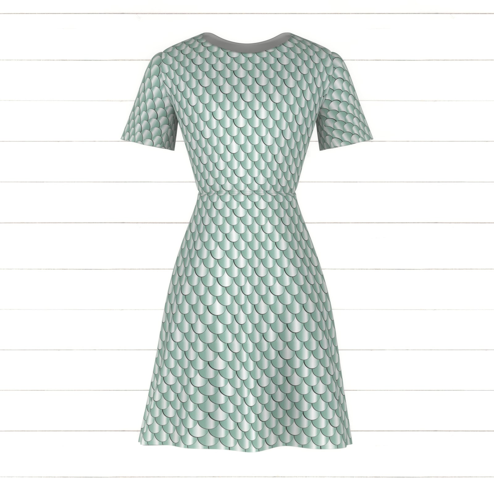 Mermaid Satin Fish Scales in Sea Foam Aqua