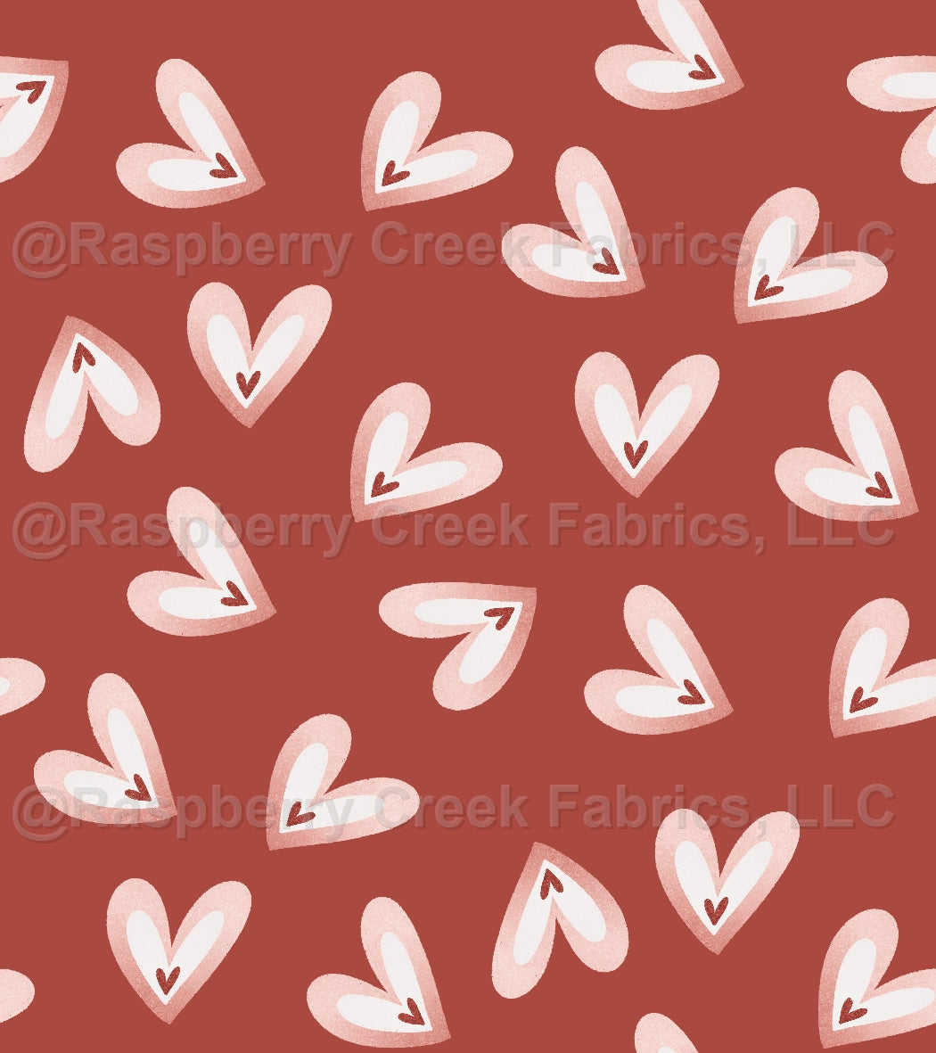Bee Mine Tossed Hearts Red Fabric, Raspberry Creek Fabrics, watermarked