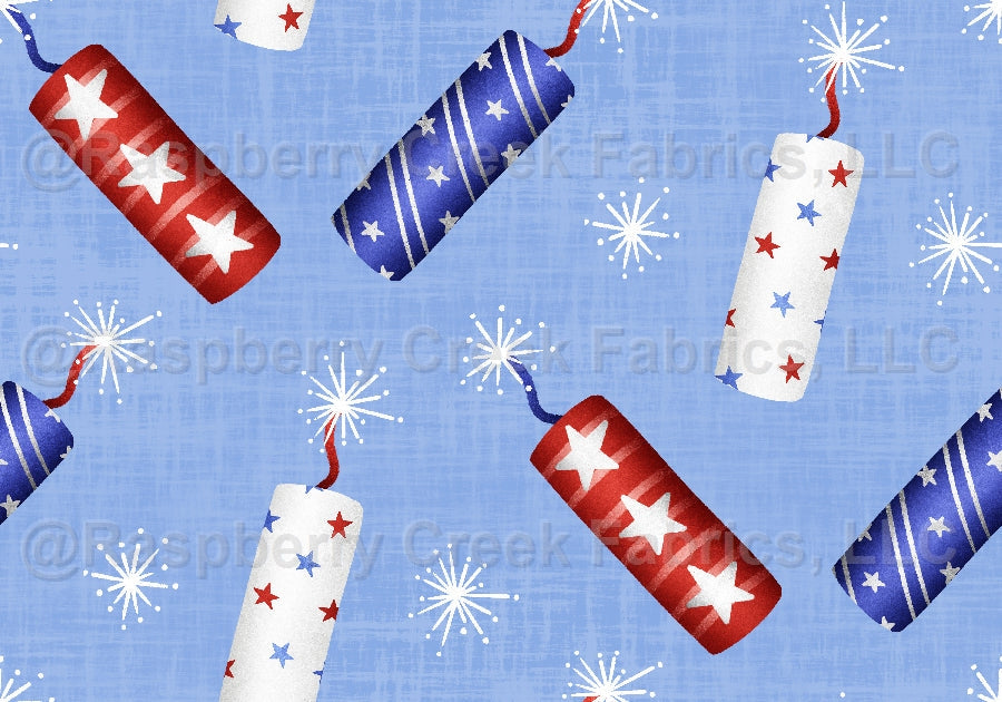 All American Firecracker Fabric, Raspberry Creek Fabrics, watermarked