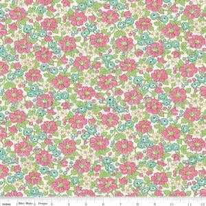Dark Mauve Teal and Green Floral Fabric, Prim & Proper By Lindsay Wilkes of The Cottage Mama for Riley Blake Designs, Main Floral in Pink Fabric, Raspberry Creek Fabrics, watermarked