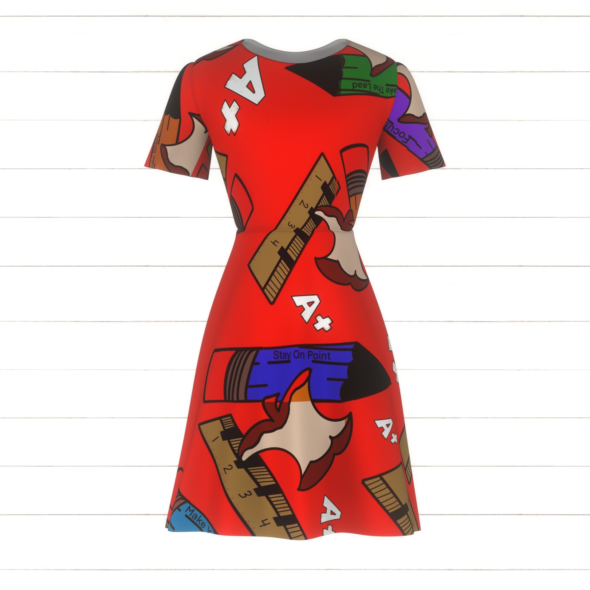 Back to School Supplies Fabric, Raspberry Creek Fabrics, watermarked