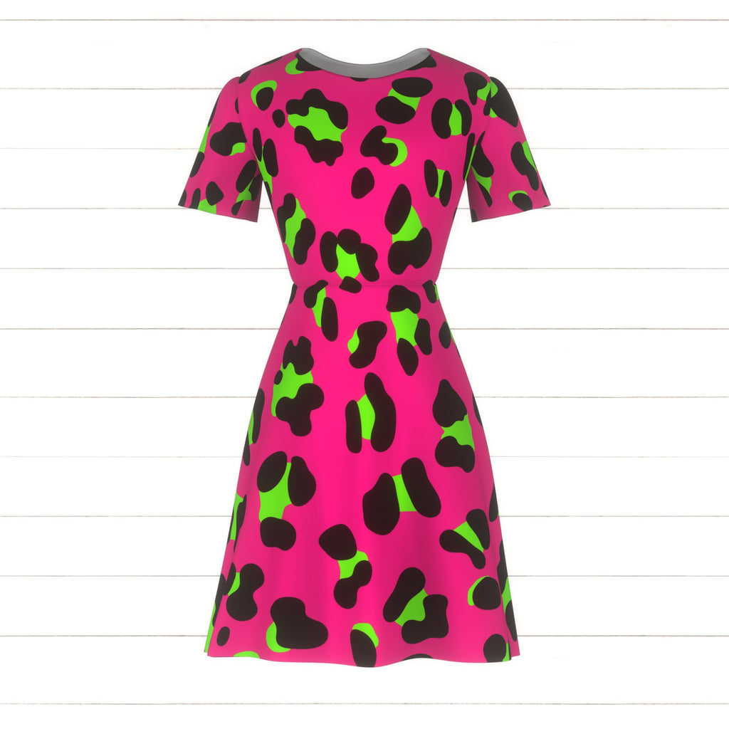 80s Neon Pink and Lime Green Leopard Print Fabric, Raspberry Creek Fabrics