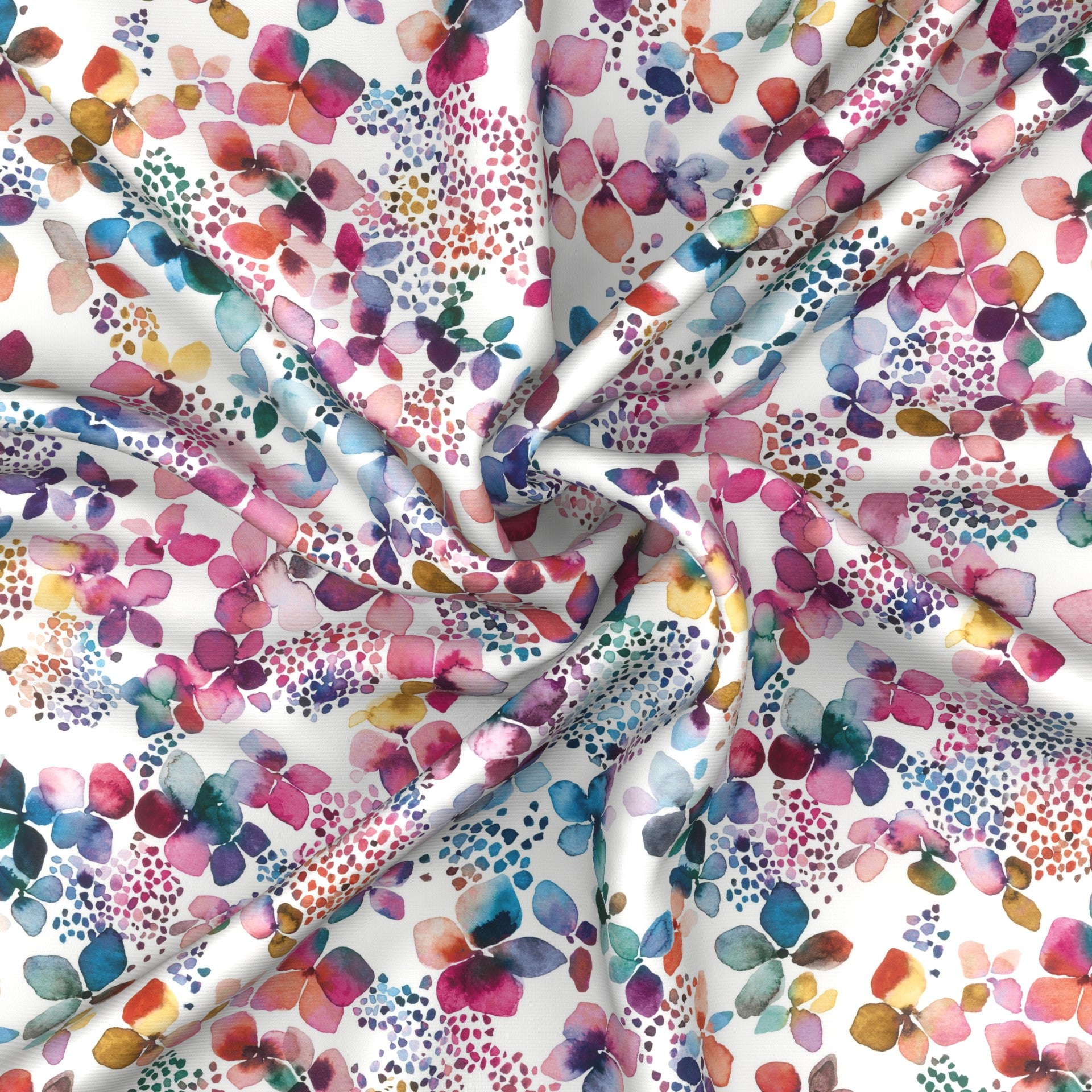 Hydrangea Flowers Multicolored Fabric, Raspberry Creek Fabrics