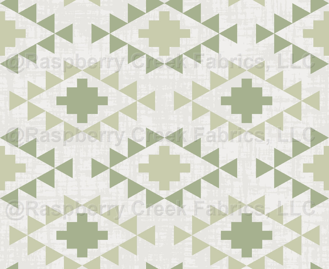 Mesa Aztec Greens Fabric, Raspberry Creek Fabrics, watermarked